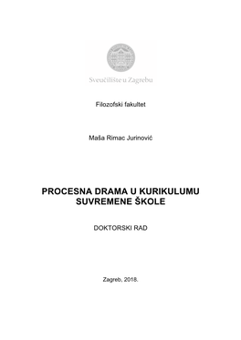 Procesna Drama U Kurikulumu Suvremene Škole