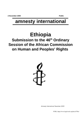 Ethiopia Submission to the 46Th Ordinary Session of the African Commission on Human and Peoples’ Rights