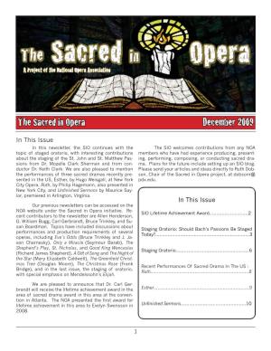 The Sacred in Opera December 2009