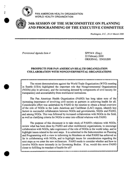 34Th SESSION of the SUBCOMMITTEE on PLANNING and PROGRAMMING of the EXECUTIVE COMMITTEE