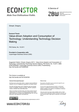 Value-Driven Adoption and Consumption of Technology: Understanding Technology Decision Making
