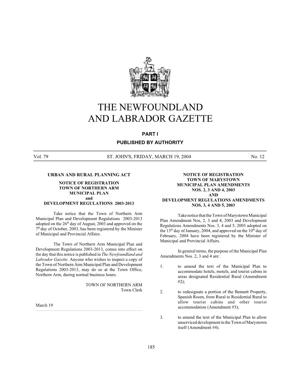 The Newfoundland and Labrador Gazette