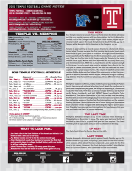 2015 Temple Football GAME NOTES