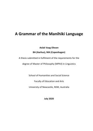 A Grammar of the Manihiki Language