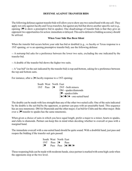 Defense Against Transfer Bids 12-5