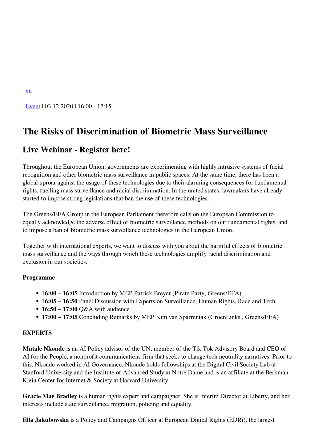 The Risks of Discrimination of Biometric Mass Surveillance