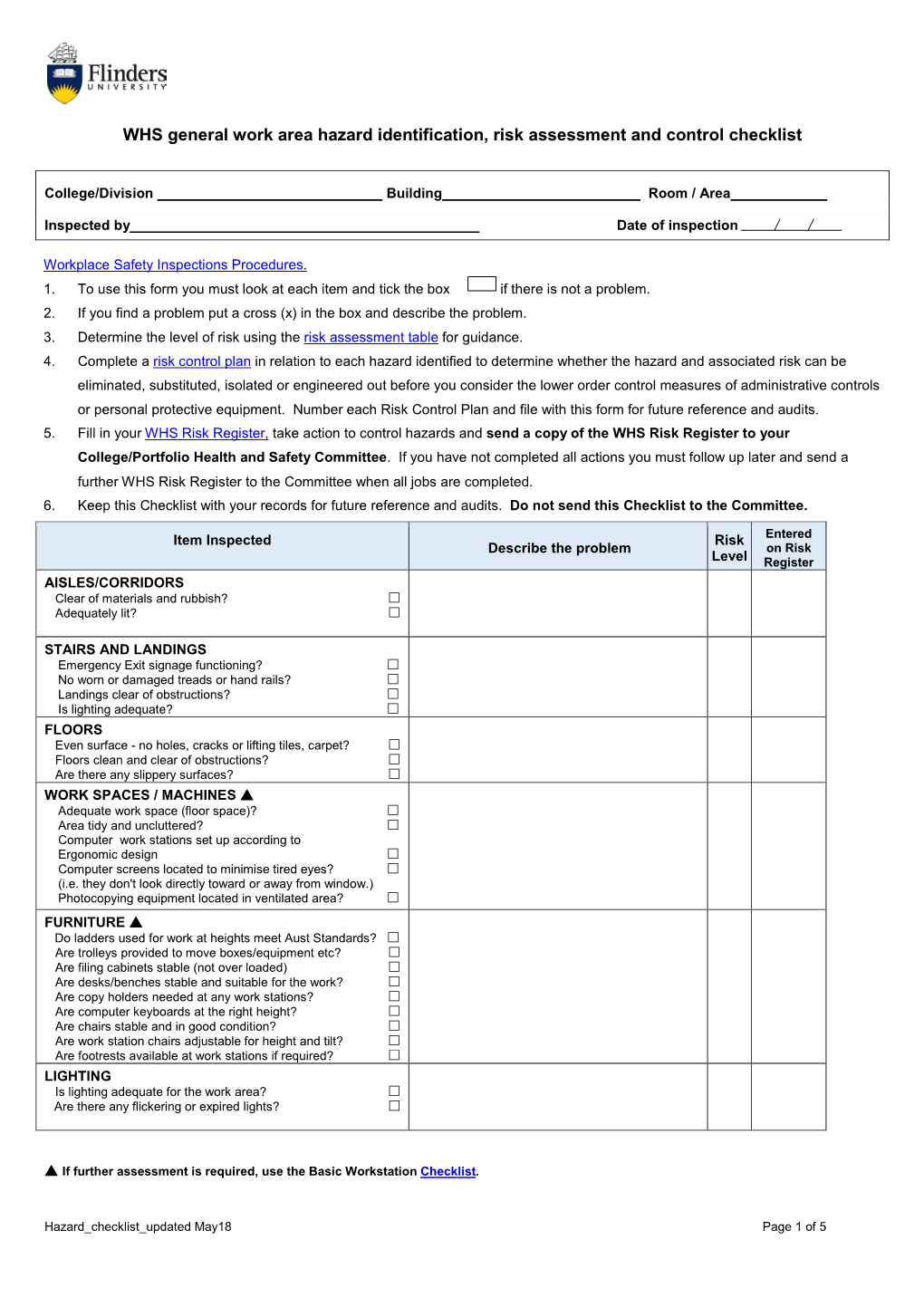 Hazard Identification Checklist Pdf Docslib