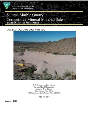 Salome Marble Quarry Competitive Mineral Material Sale ENVIRONMENTAL ASSESSMENT