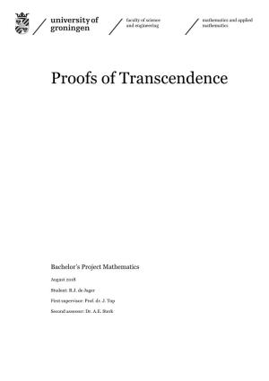 Proofs of Transcendence