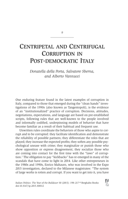 Centripetal and Centrifugal Corruption in Post-Democratic Italy