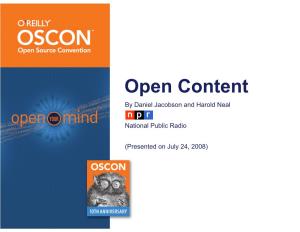 Open Content by Daniel Jacobson and Harold Neal