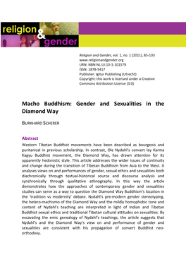 Macho Buddhism: Gender and Sexualities in the Diamond Way