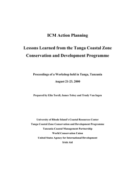 ICM Action Planning Lessons Learned from the Tanga Coastal Zone