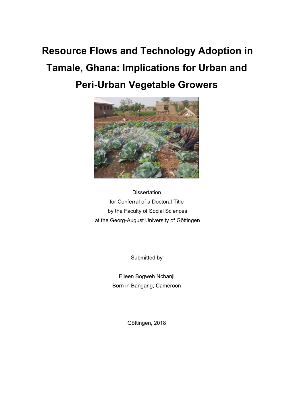 Resource Flows and Technology Adoption in Tamale, Ghana: Implications for Urban and Peri-Urban Vegetable Growers