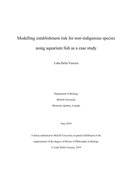 Modelling Establishment Risk for Non-Indigenous Species Using