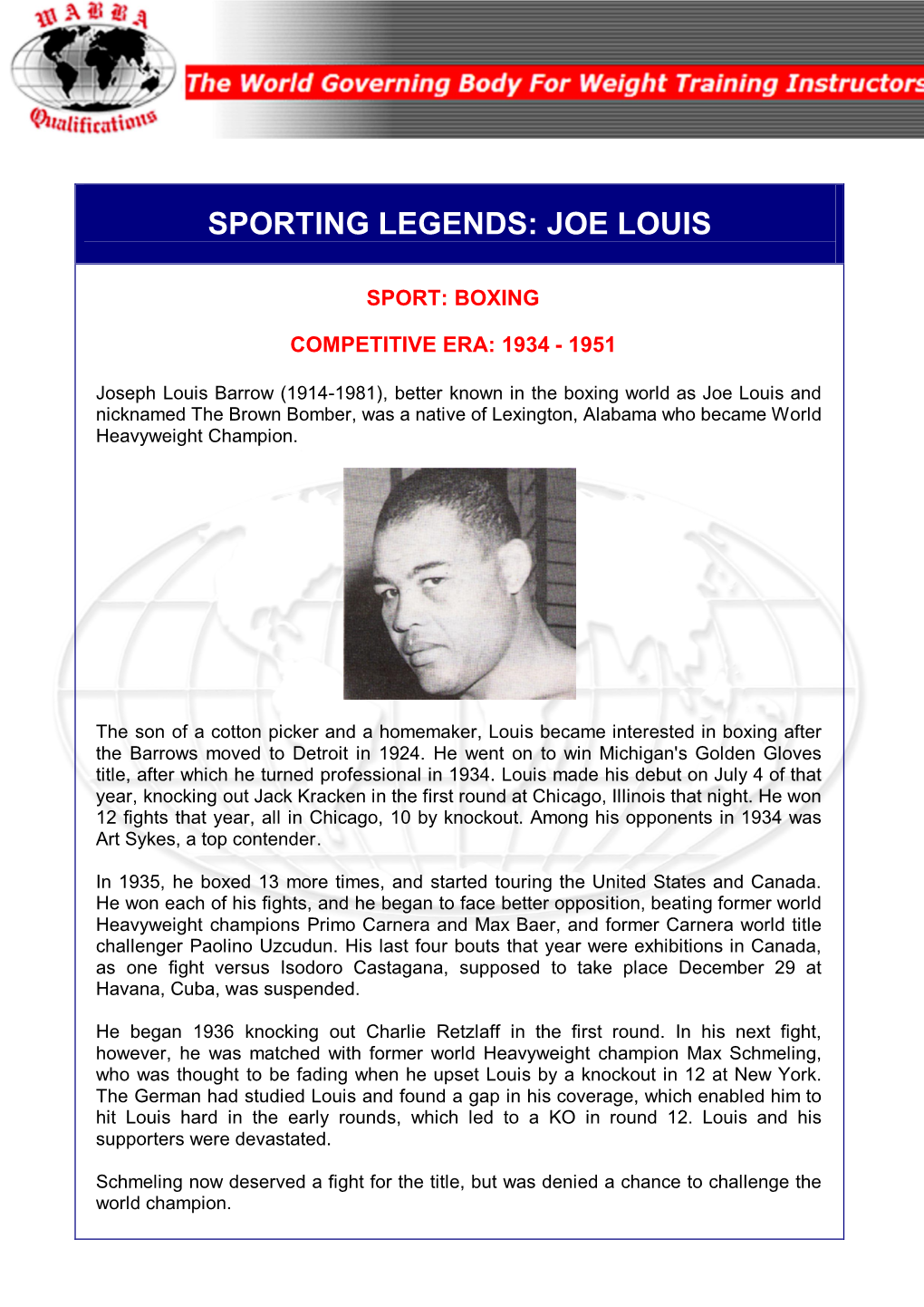 Sporting Legends: Joe Louis