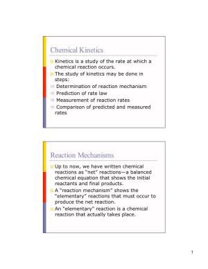 Chemical Kinetics Reaction Mechanisms
