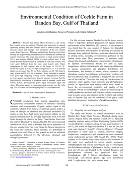 Environmental Condition of Cockle Farm in Bandon Bay, Gulf of Thailand