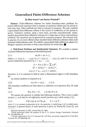 Generalized Finite-Difference Schemes