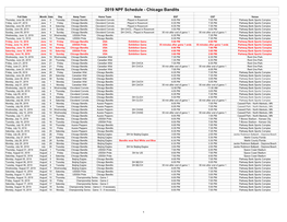 2019 NPF Schedule - Chicago Bandits