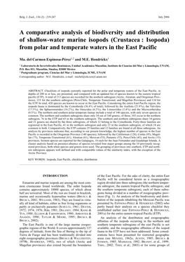 Crustacea : Isopoda) from Polar and Temperate Waters in the East Pacific