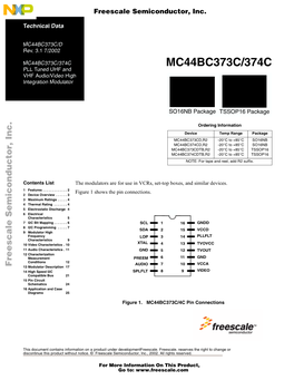 MC44BC373C/374C MC44BC373C/374C PLL Tuned UHF and VHF Audio/Video High Integration Modulator