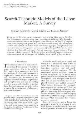 Search-Theoretic Models of the Labor Market: a Survey