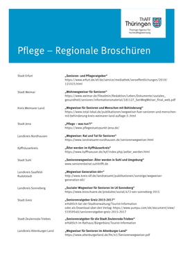 Pflege – Regionale Broschüren