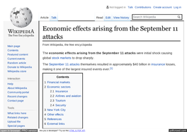 Economic Effects Arising from the September 11 Attacks