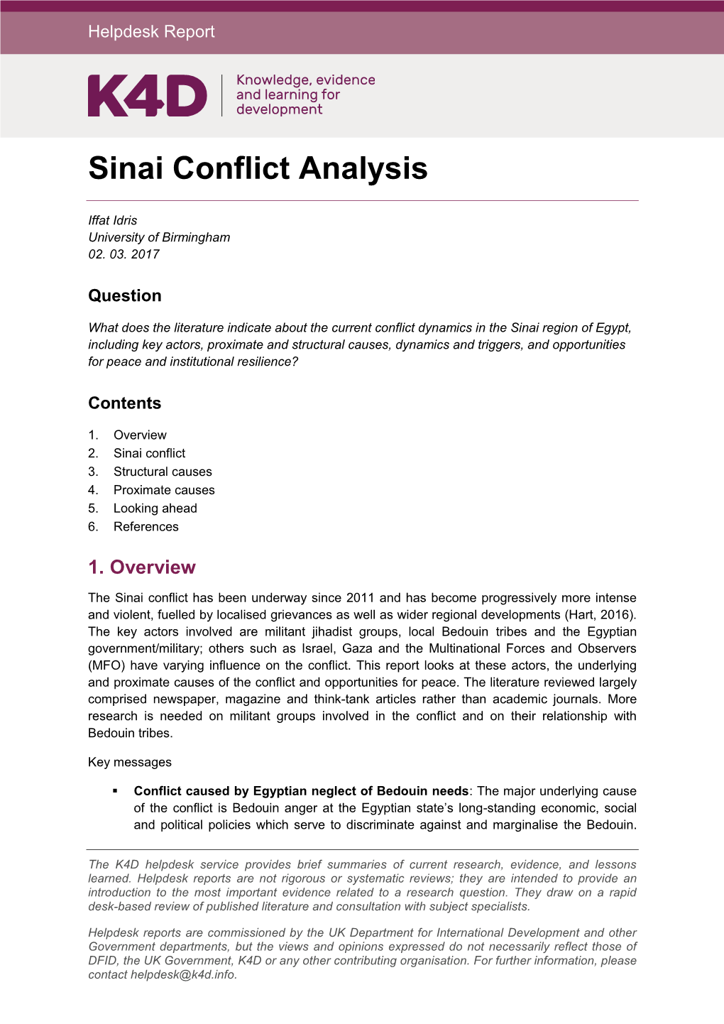 Sinai Conflict Analysis