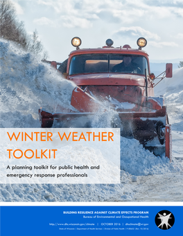 WINTER WEATHER TOOLKIT a Planning Toolkit for Public Health and Emergency Response Professionals