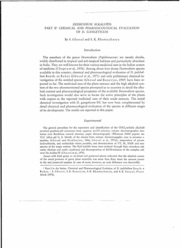 DESMODIUM ALKALOIDS PART IP CHEMICAL and PHARMACOLOGICAL EVALUATION of D. GANGETICUM by S. Ghosal and S. K. Bhattacharya Introdu