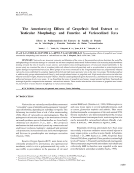 The Ameriorating Effects of Grapefruit Seed Extract on Testicular Morphology and Function of Varicocelized Rats