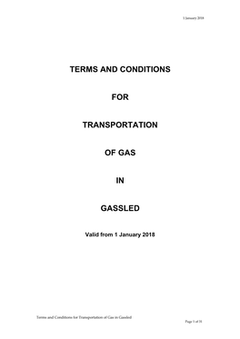 Terms and Conditions for Transportation of Gas in Gassled Page 1 of 31