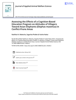 Assessing the Effects of a Cognition-Based Education Program on Attitudes of Villagers Toward Asian Elephants (Elephas Maximus) in Conflict-Prone Areas