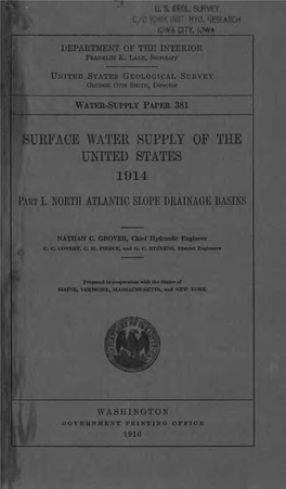 Surface Water Supply of the United States 1914 Part I