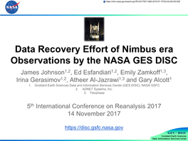 Data Recovery Effort of Nimbus Era Observations By