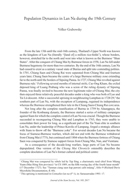 Population Dynamics in Lan Na During the 19Th Century