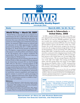 Morbidity and Mortality Weekly Report Weekly March 20, 2009 / Vol