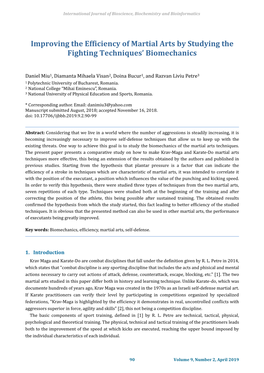 Improving the Efficiency of Martial Arts by Studying the Fighting Techniques’ Biomechanics