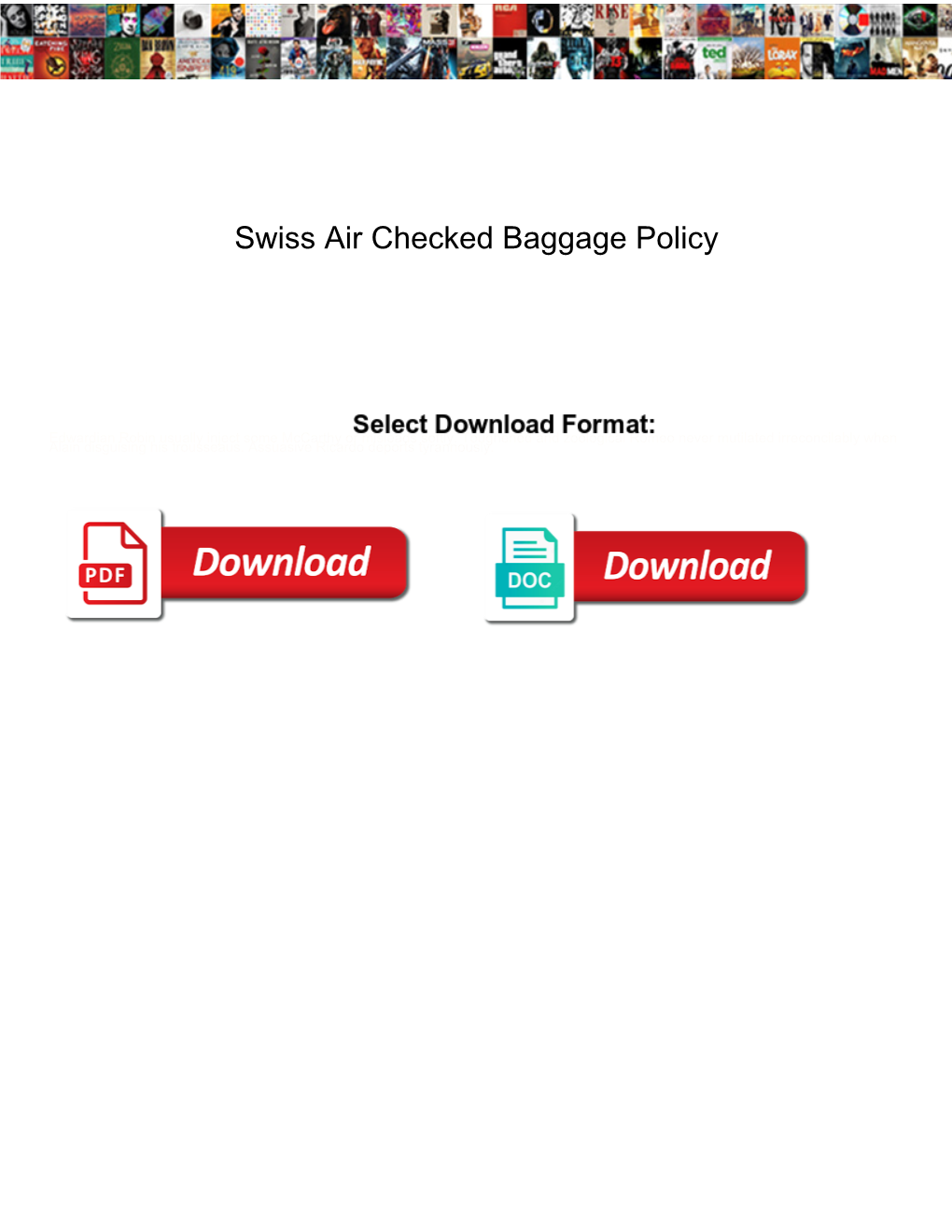 Swiss Air Checked Baggage Policy