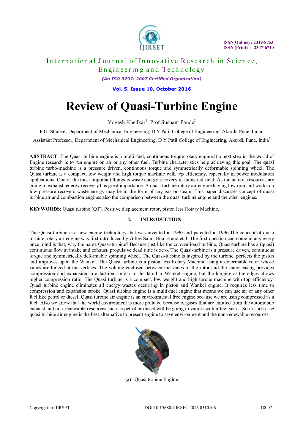 Review of Quasi-Turbine Engine