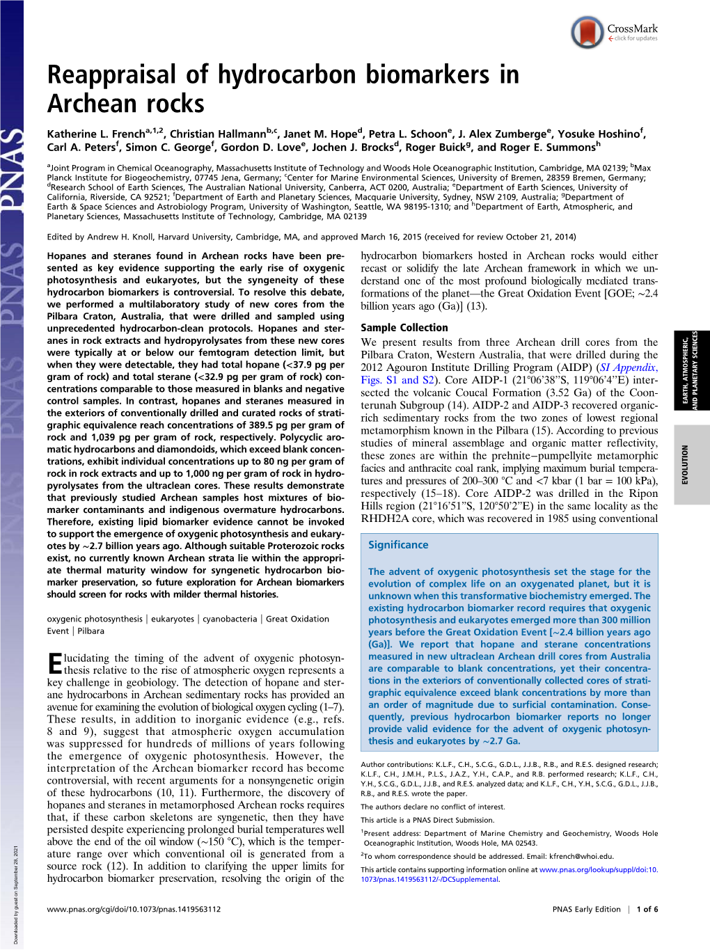 Reappraisal of Hydrocarbon Biomarkers in Archean Rocks