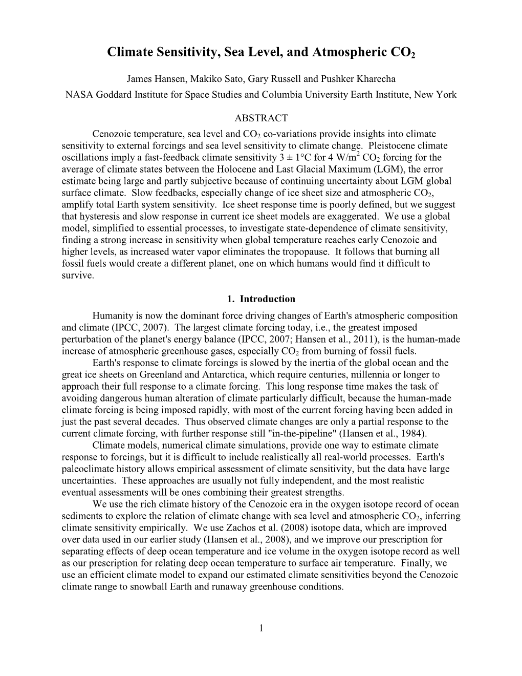 Climate Sensitivity, Sea Level, and Atmospheric CO2