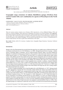 Porifera) from Eastern Canada with a New Combination of a Species of Plicatellopsis in the North Atlantic