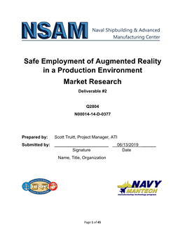 Safe Employment of Augmented Reality in a Production Environment Market Research Deliverable #2