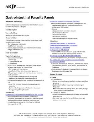 Gastrointestinal Parasite Panels