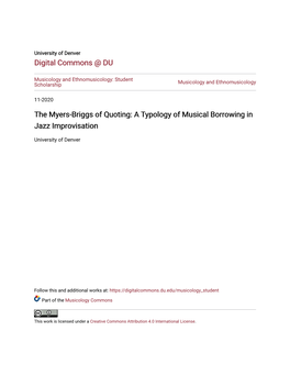 A Typology of Musical Borrowing in Jazz Improvisation