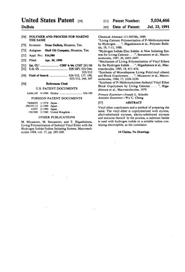 United States Patent (19) 11) Patent Number: 5,034,466 Dubois 45 Date of Patent: Jul