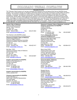 Colorado Tribal Contacts 1550